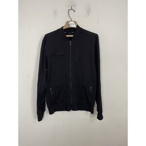 Public Rec Mens Jacket Large Black Bomber Zip Pocket Lightweight Tech‎ Crosstown
